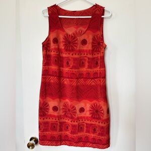🎉4/30$🎉 Boho Red Abstract Print Dress - Size Small (Vintage)